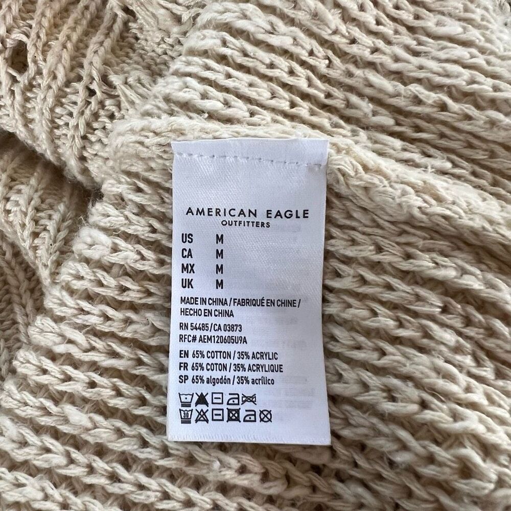 American Eagle Sweater Pullover Cable Knit Cream Size M - Picture 4 of 5